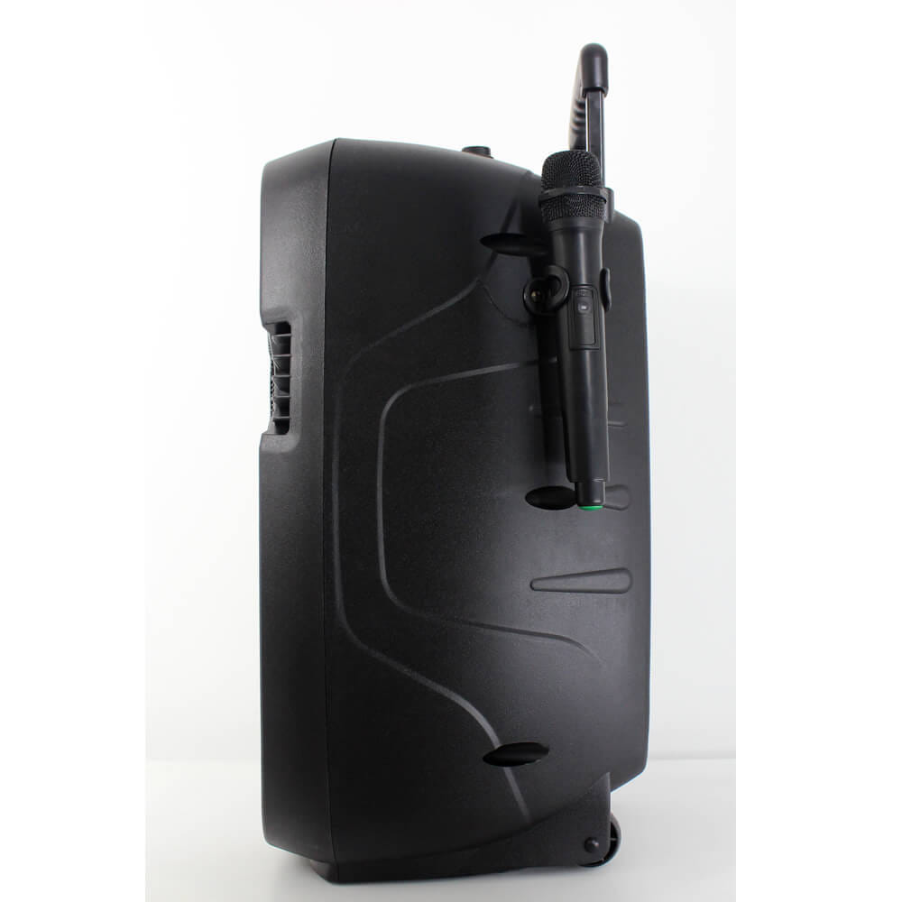 ลำโพงบลูทูธ 15 นิ้ว แถมไมค์ไร้สาย MCROCK รุ่น DHT-730DF(A15) พร้อมแบตเตอรี่และล้อลาก_9